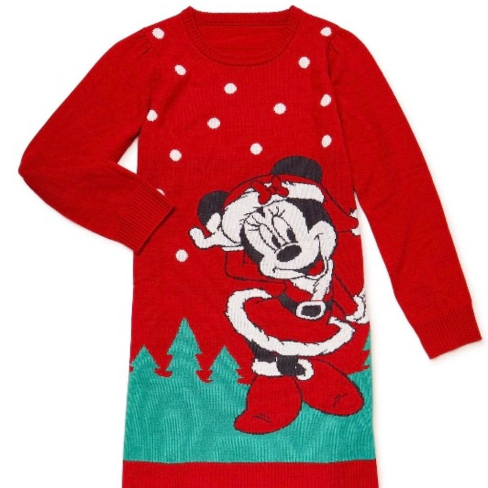 Large Red Minnie Christmas Sweater Dress